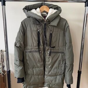 Ci Sono Olive Hooded Puffer Jacket